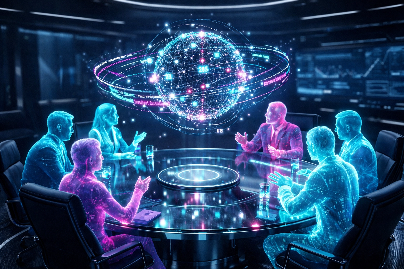 Visualisierung von KI-Protokollen: Digitale Avatare nutzen automatisierte Meeting-Transkripte.