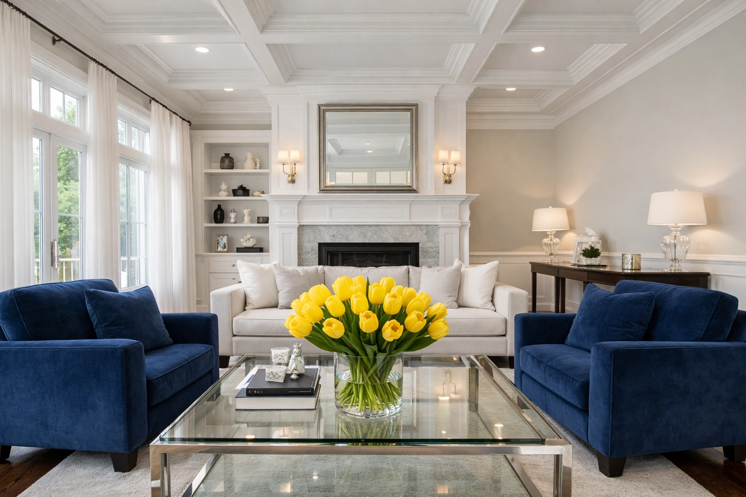 Freshly cleaned grand living room in Massachusetts after a thorough house cleaning session.