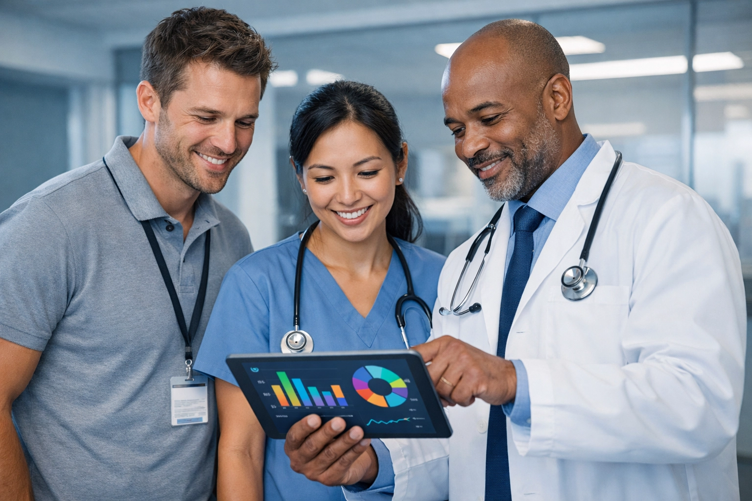 Clinicians collaborating with home health documentation software to ensure interdisciplinary 42 CFR 484 compliance.