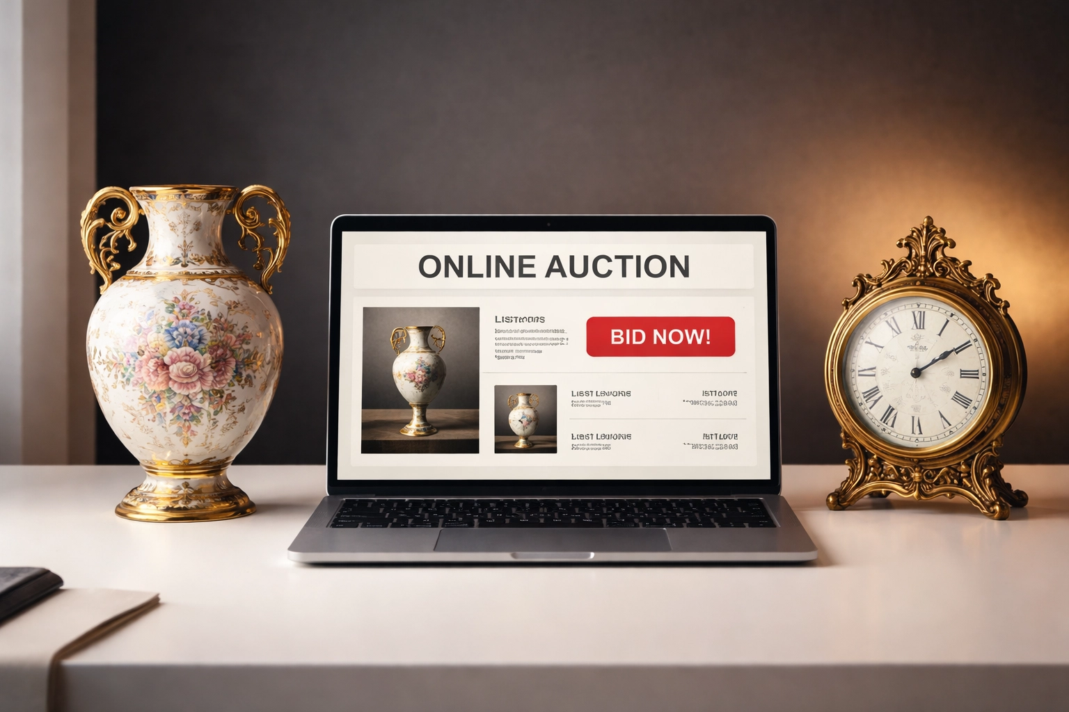 Online auction of estate items, featuring antiques ready for estate liquidation services in Central Ohio