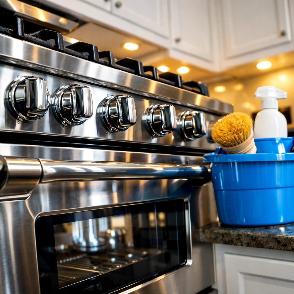Sparkling stainless steel oven from professional deep cleaning in Leominster MA.