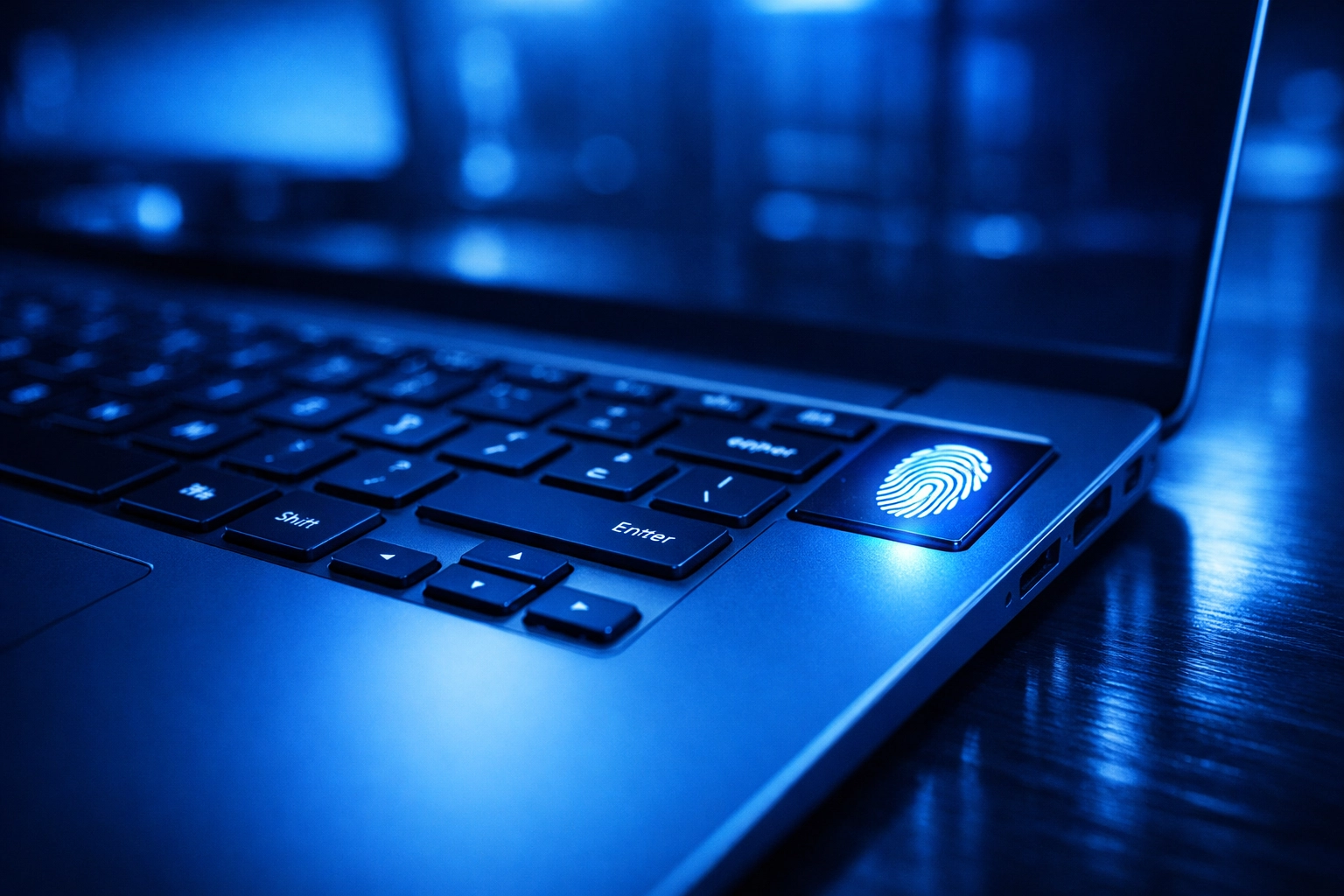 Sleek business laptop highlighting secure enterprise AI and data privacy for companies.