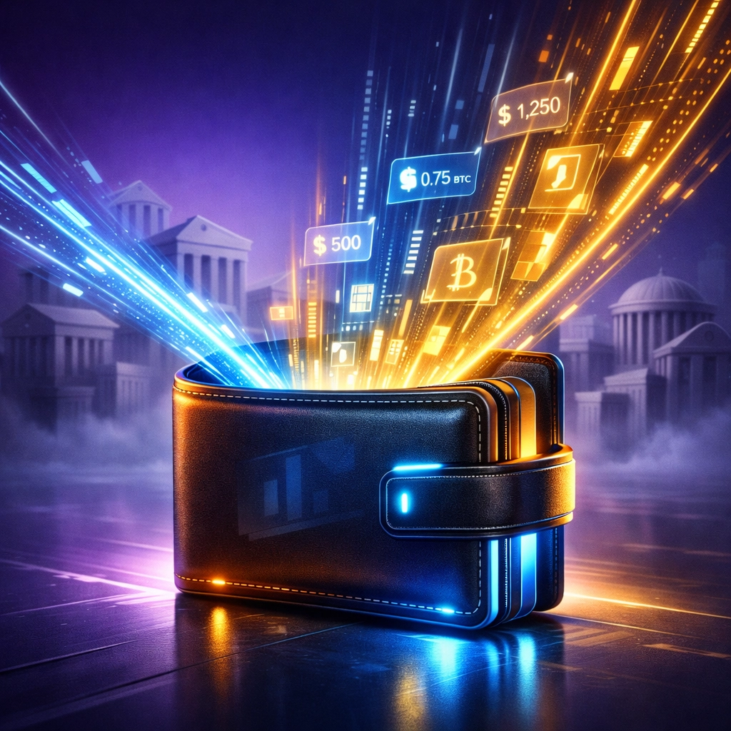 Web3 digital wallet receiving instant crypto payments bypassing traditional banking fees