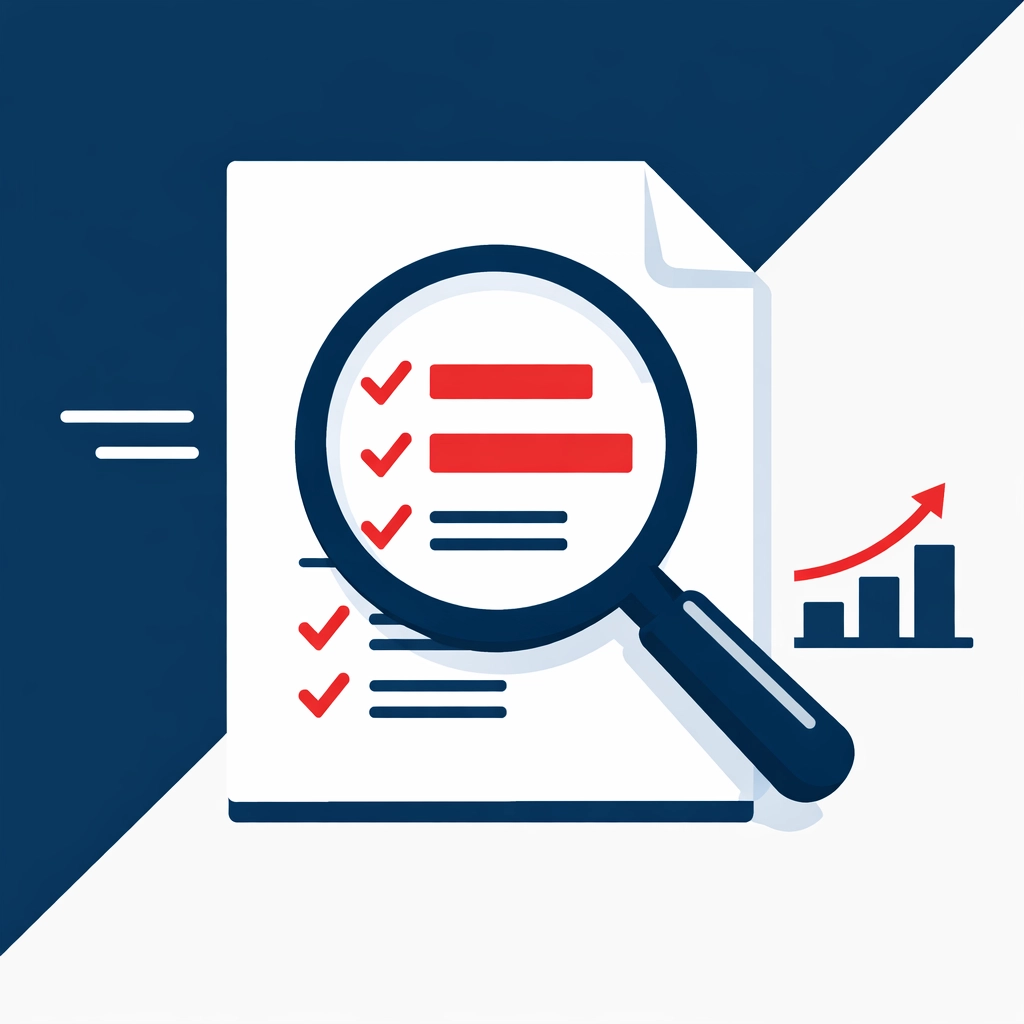 Magnifying glass inspecting a document representing a professional payroll audit for compliance.