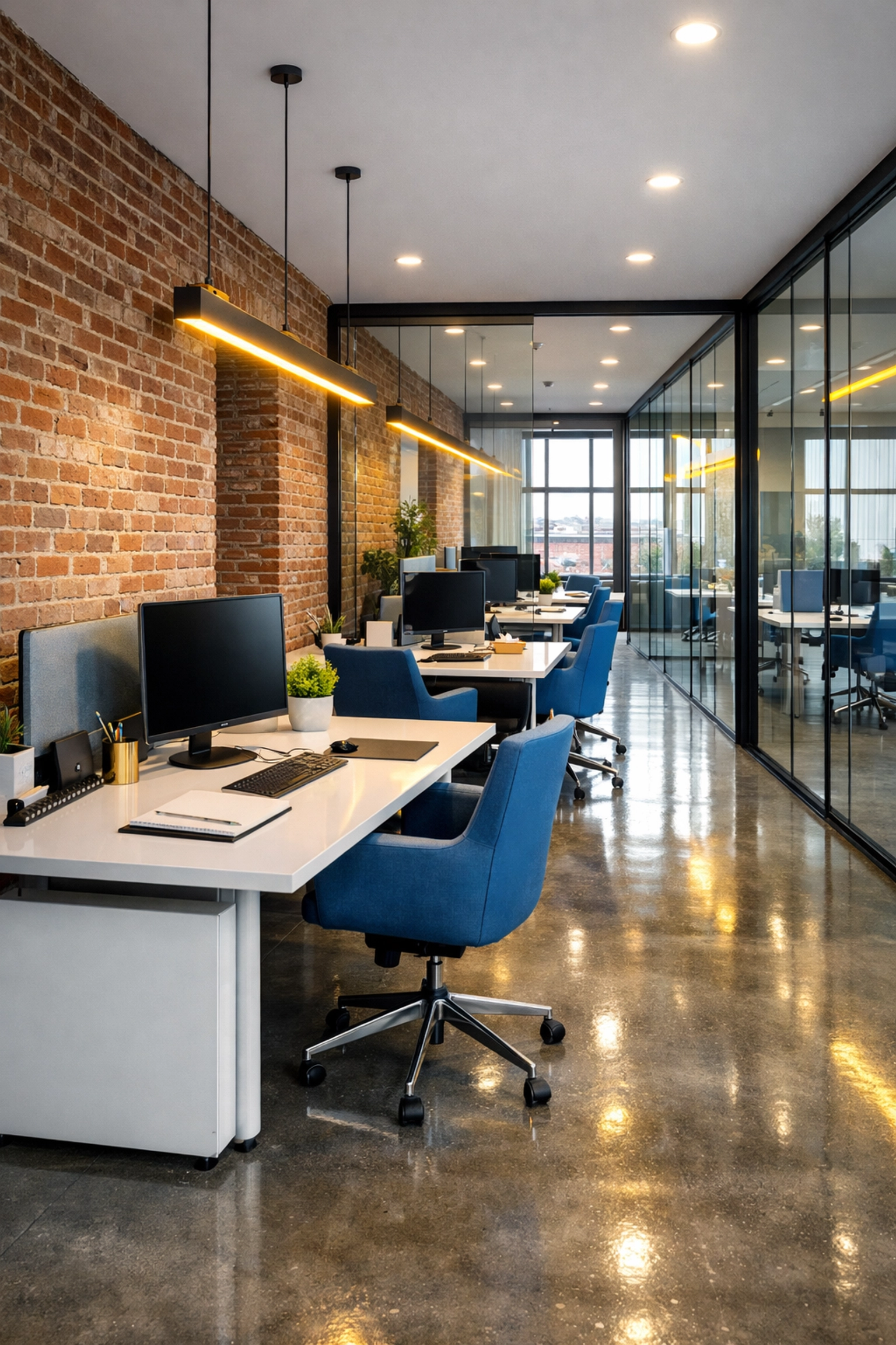 Pristine office cleaning Worcester in a modern Canal District workspace for local startups.