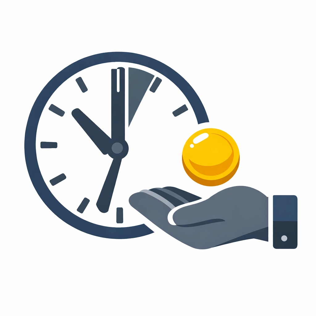 Illustration showing a clock and coin representing tax-free overtime and tip income for New Haven workers.