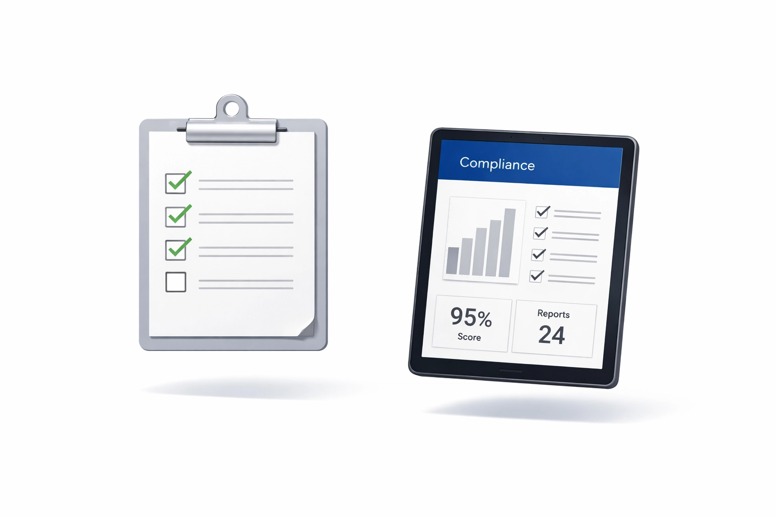 Digital compliance checklist and tablet for property management documentation and audits