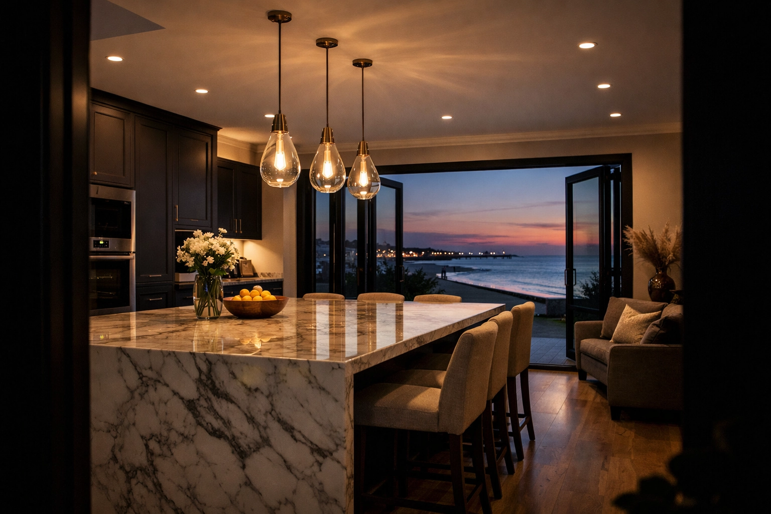 A finished luxury kitchen extension in Bognor Regis, illustrating a completed fixed-price building project.