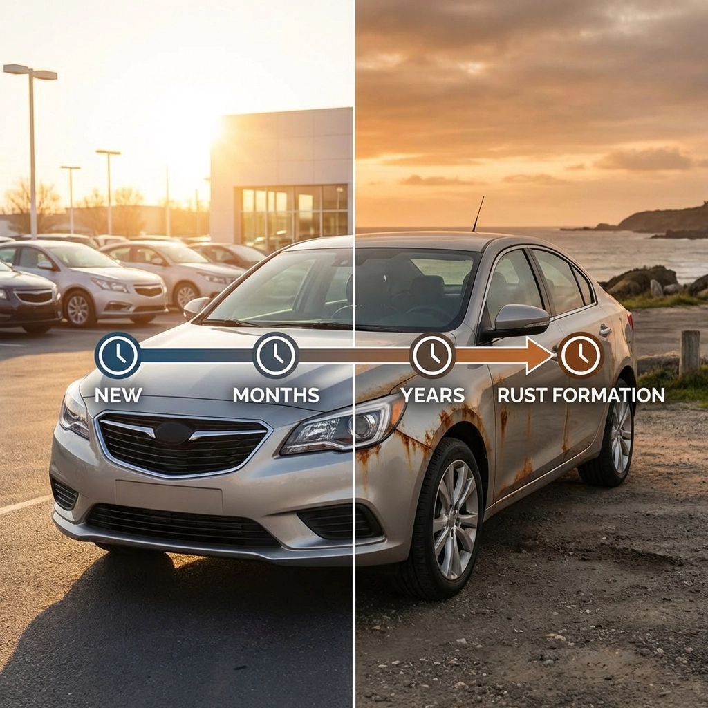 How long does it take for rust to form on a new car?