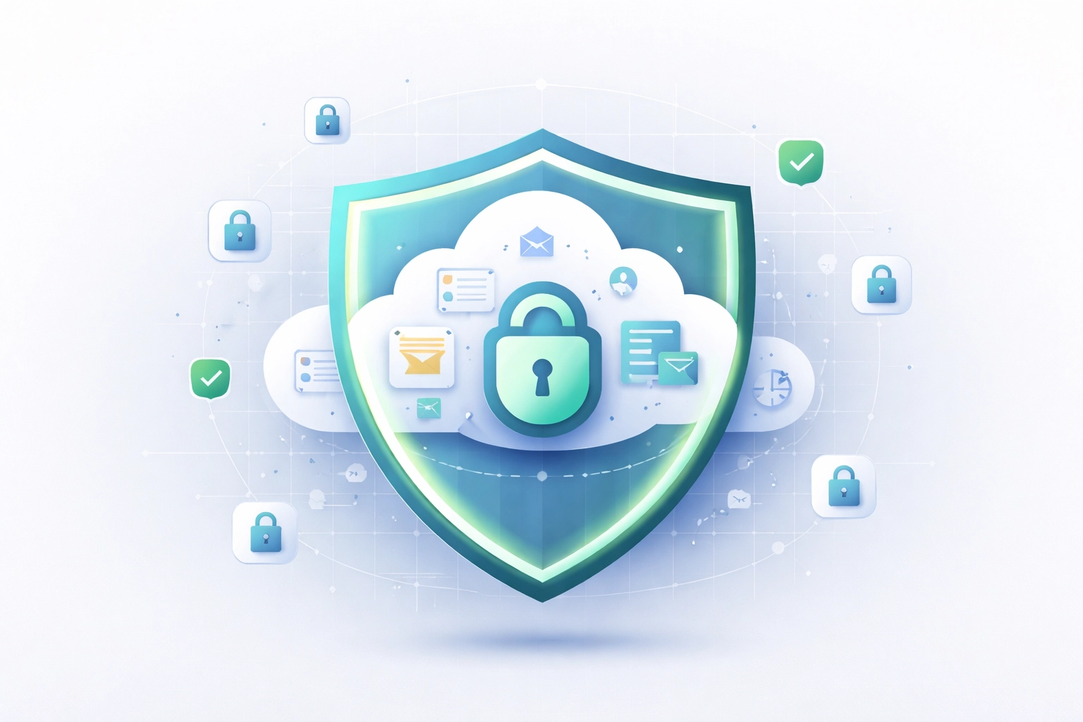 Digital shield protecting business data, illustrating Microsoft 365 Copilot security and governance features