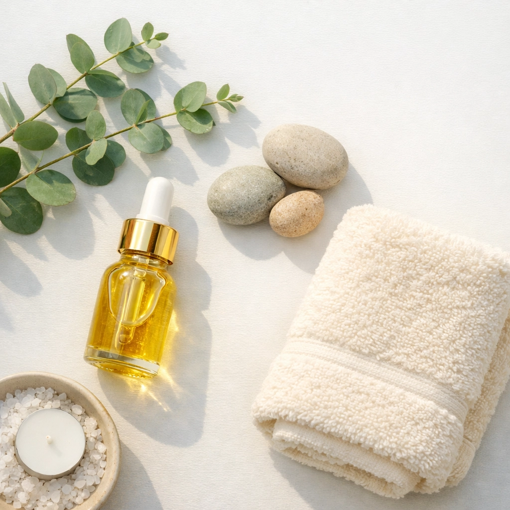 GHK-Cu peptide serum and spa treatment setup for anti-aging facial in Germantown