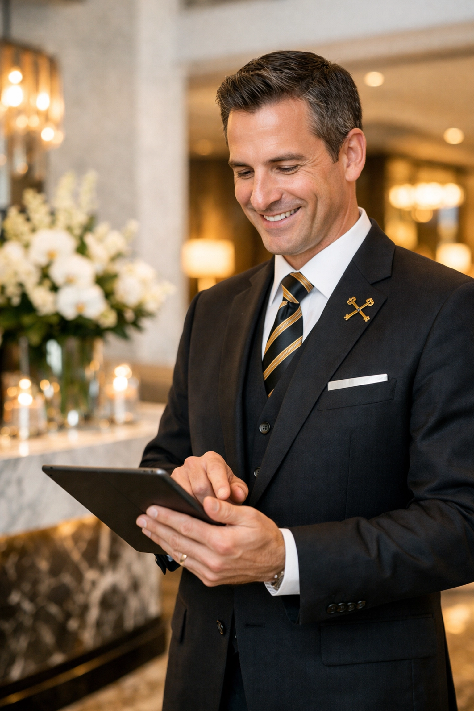 Professional concierge providing personalized VIP service for Super Bowl executive hosting