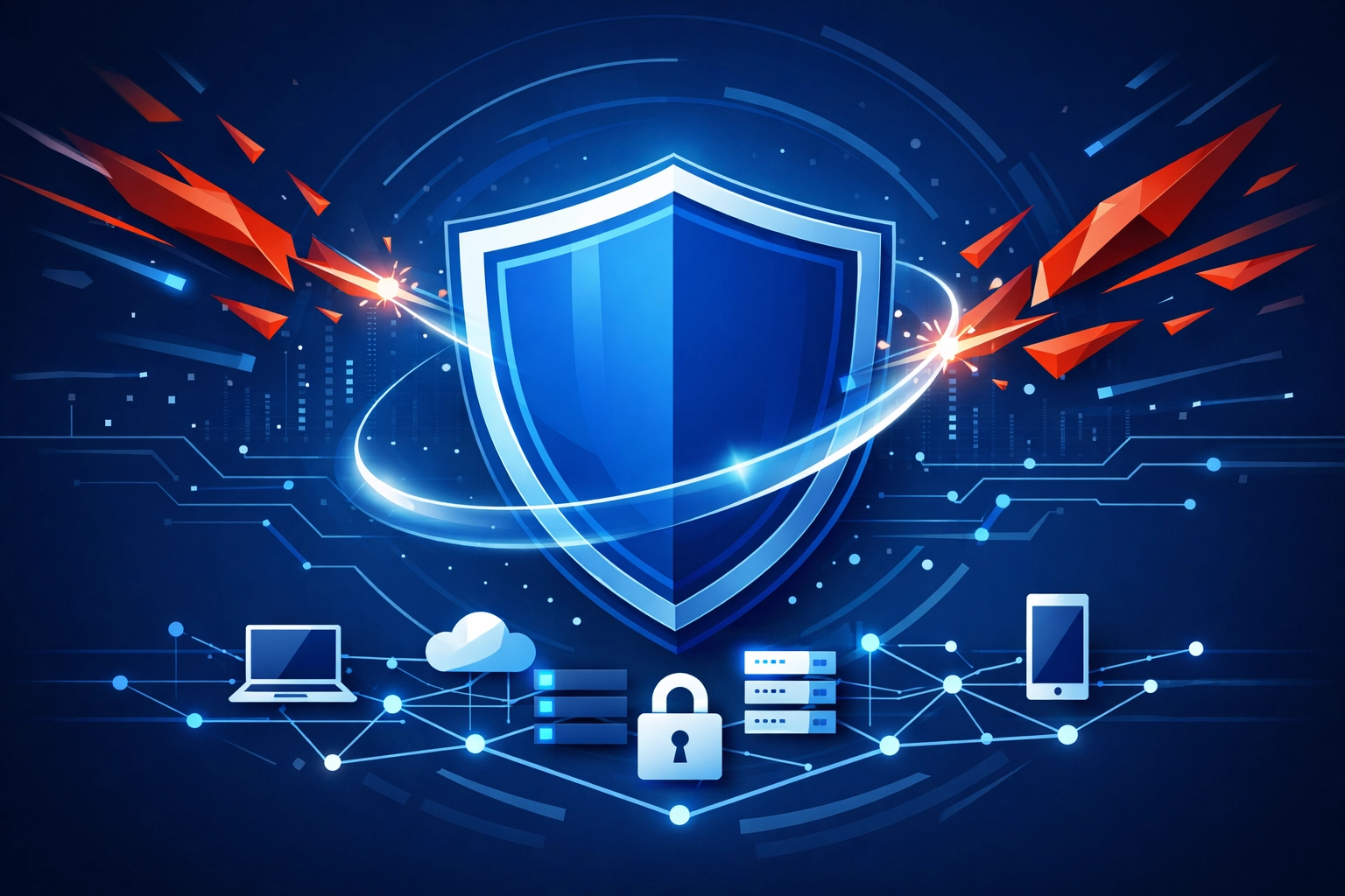 Cybersecurity protection shielding business network from threats