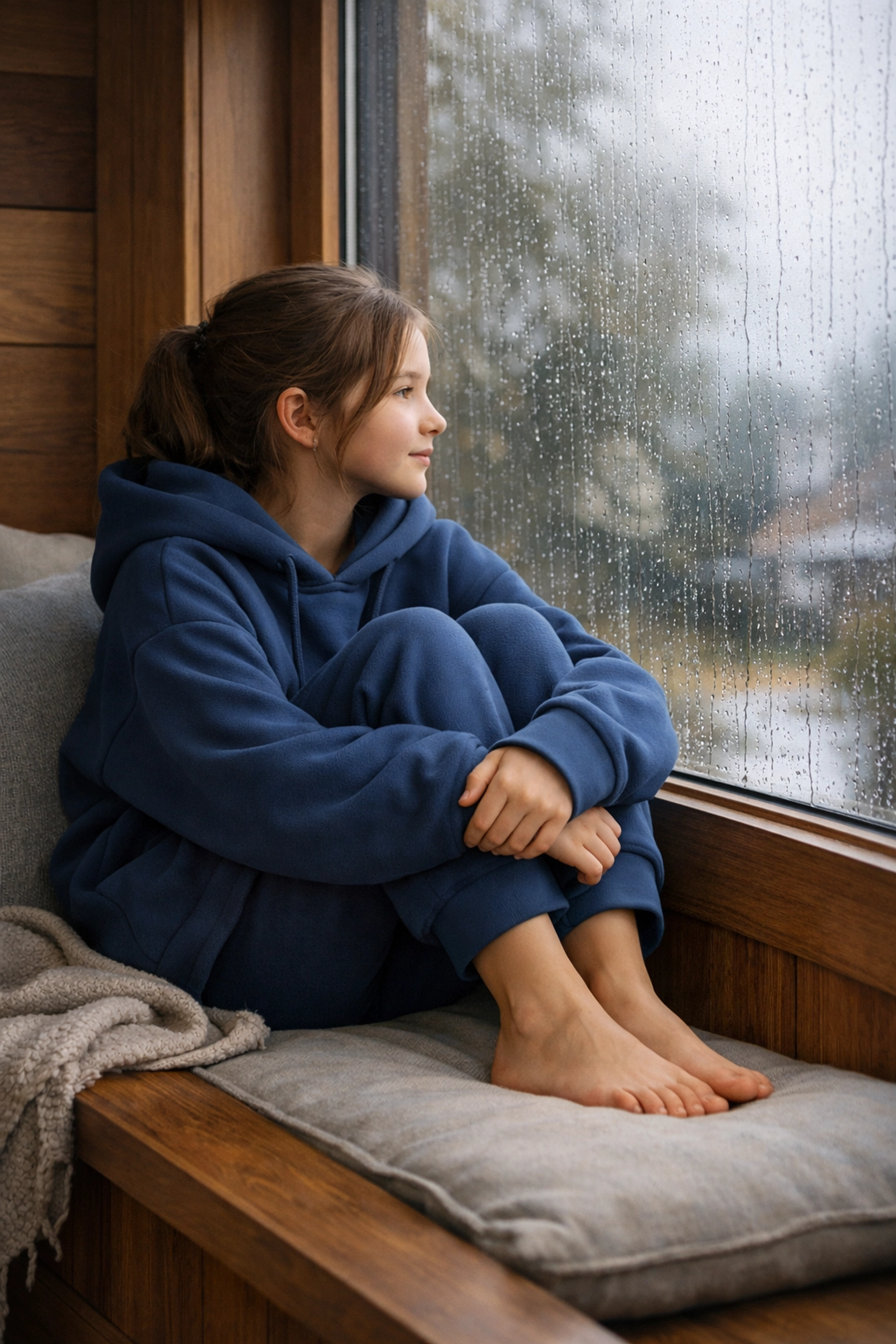 Young girl wearing weighted clothing for sensory processing to provide calming deep pressure input.