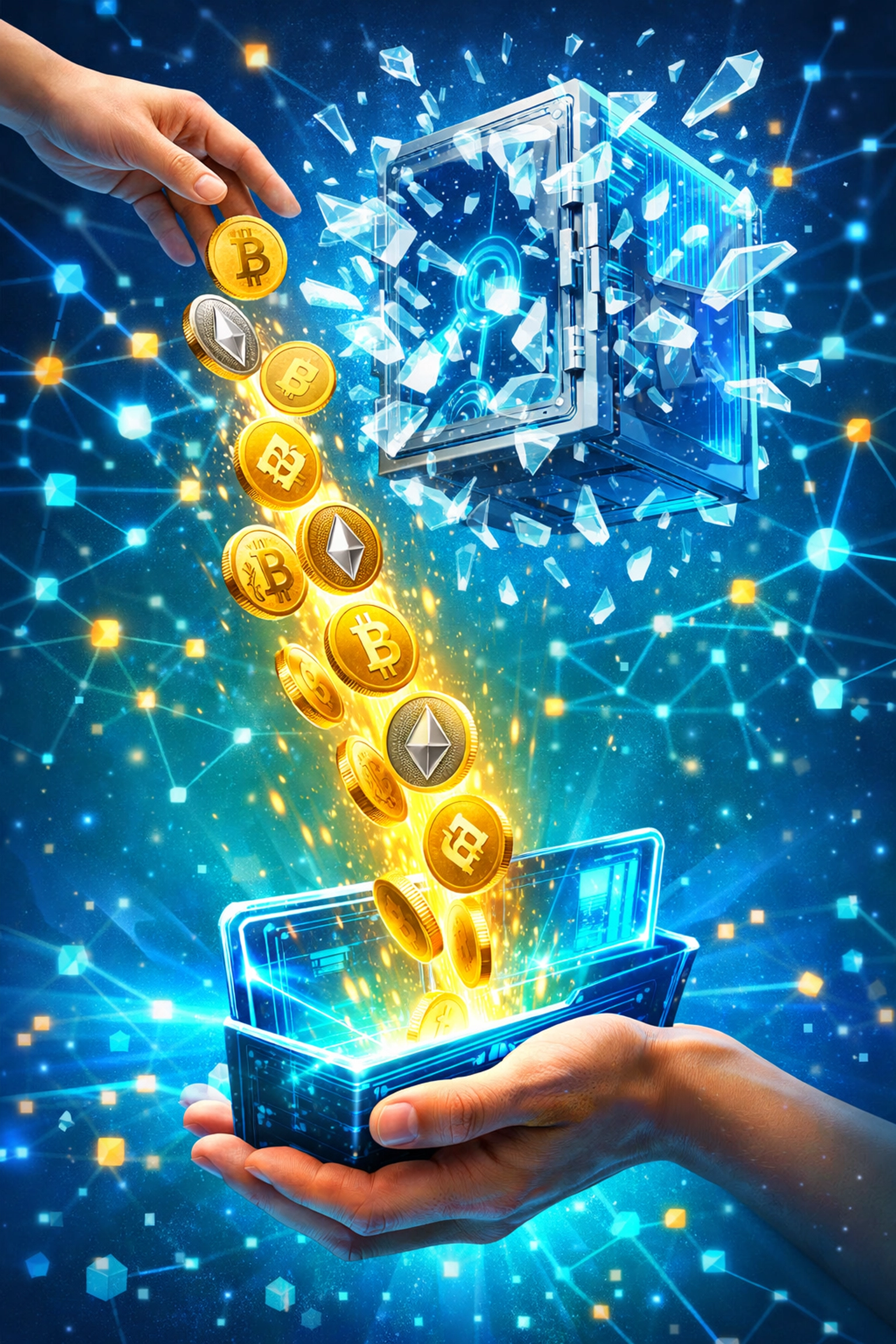 Self-custody crypto wallet receiving direct payment without intermediary holding funds