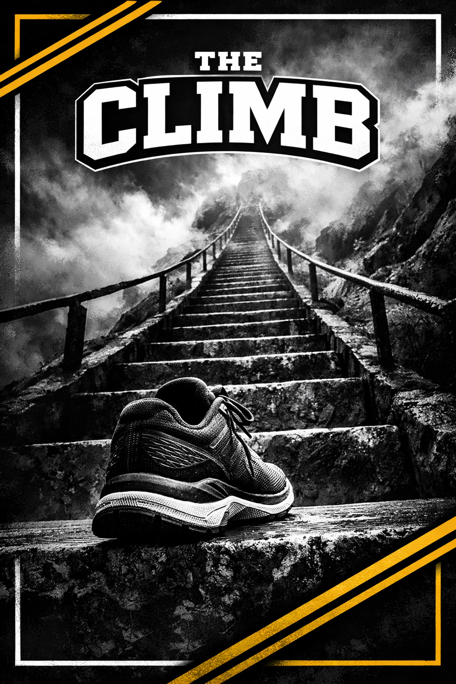 Athletic shoe on first step of staircase representing leadership growth through small wins and daily progress