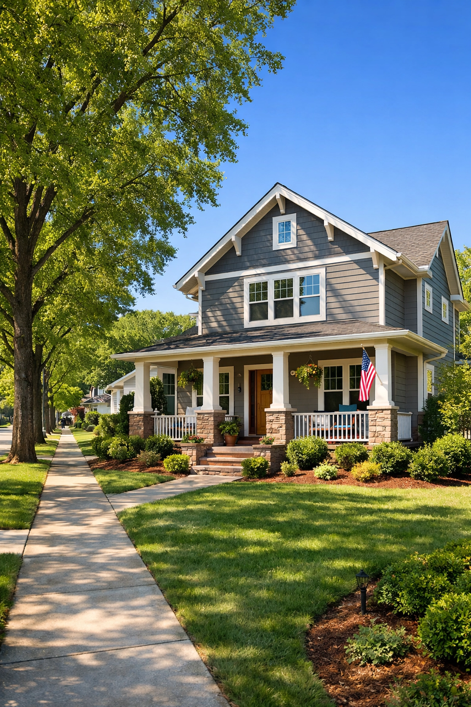 Modern Craftsman home in a Piedmont Triad neighborhood qualifying for a zero-down USDA loan.