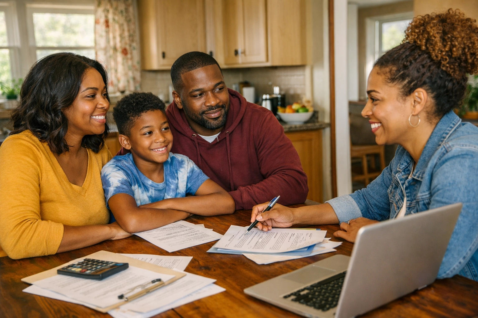 A Black family and community advocate discuss rent assistance options in a South Jersey center.