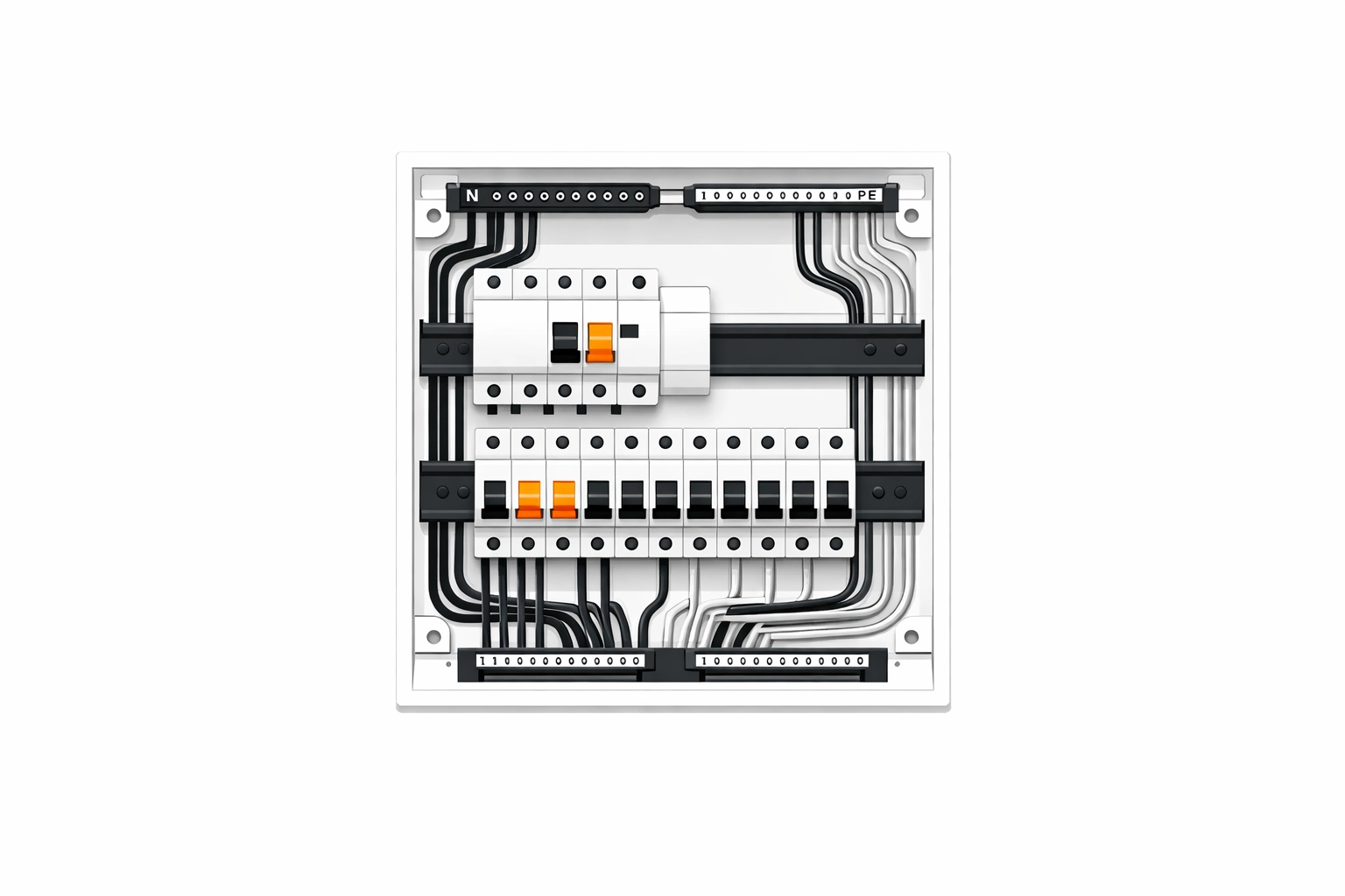 Moderner Elektro-Verteilerkasten zur gesetzlichen Überprüfung und E-Befund-Erstellung in Wien.