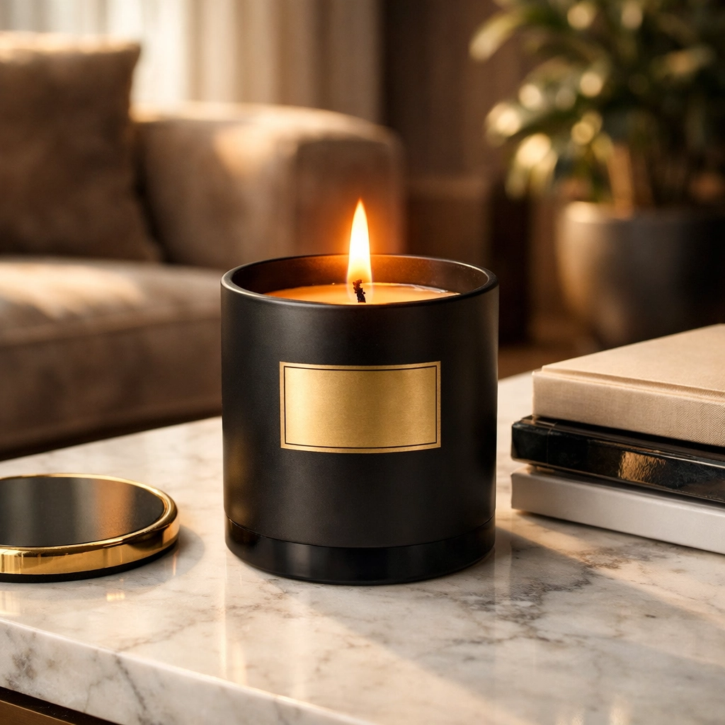 How to Build a Black-Owned Lifestyle in 5 Minutes: Candles, Décor, Beauty, and Motivational Tees That Hit Different Luxury Black-owned scented candle and home decor in a modern, warm living room setting.