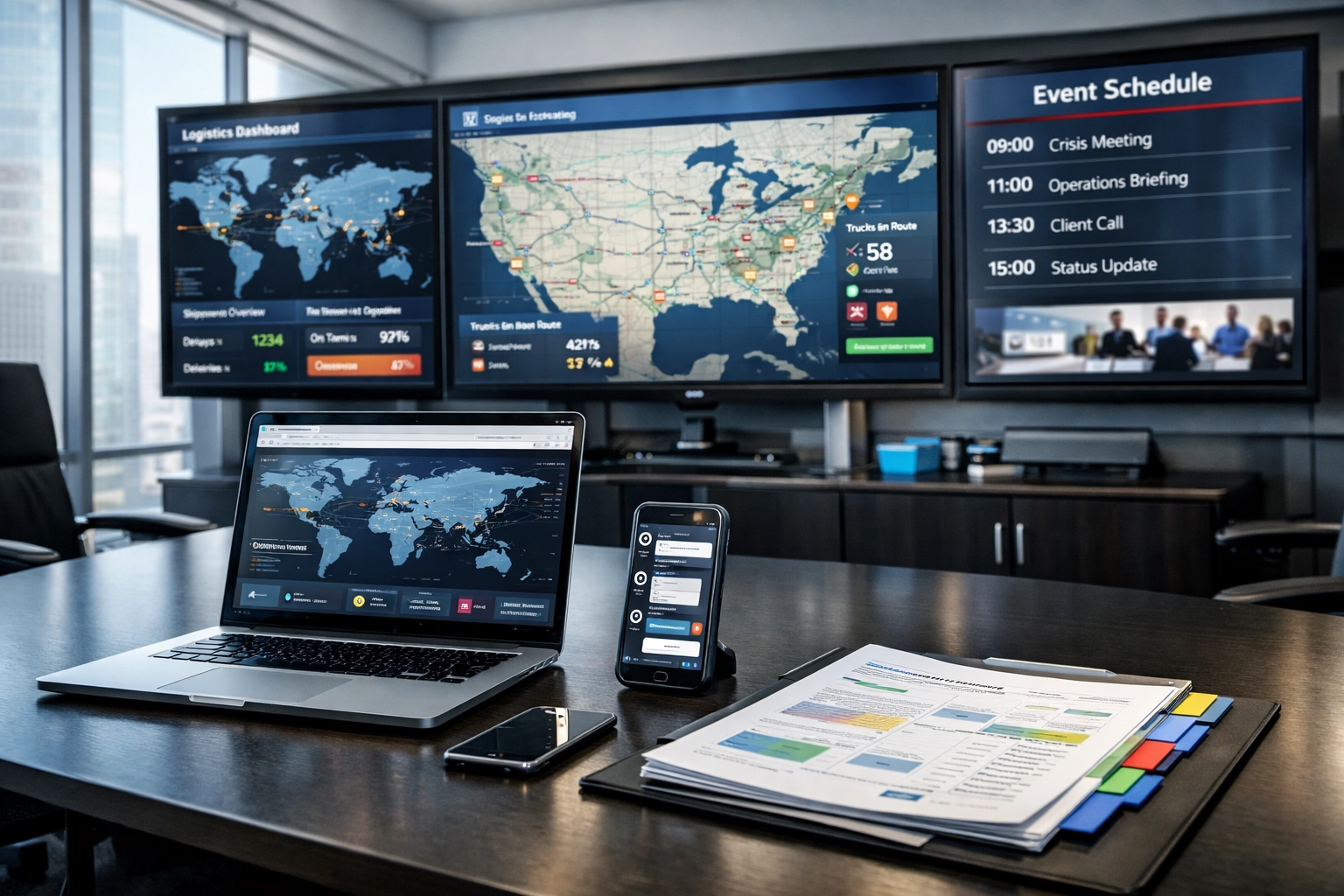 NEWSLETTER: 5 Steps How to Execute Flawless Last-Minute Super Bowl Logistics and Avoid Executive Travel Disasters (Easy Guide for High-Stakes Events) Corporate war room setup for coordinating Super Bowl executive travel logistics and communications