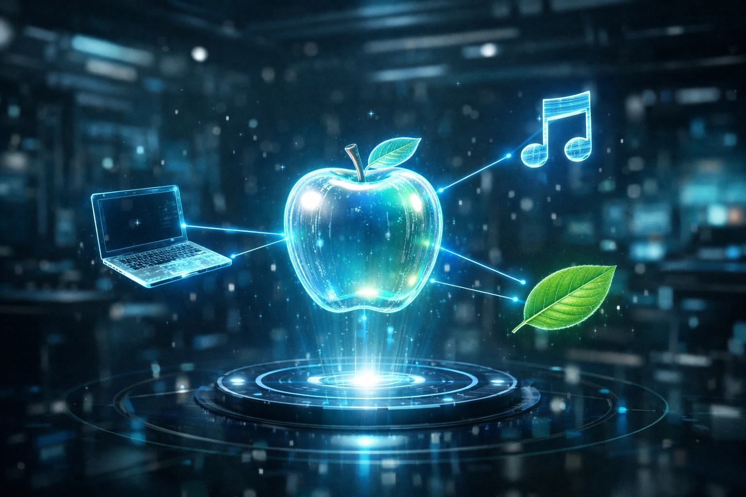 Knowledge graph visualization showing a central entity connected to related attributes and digital concepts.