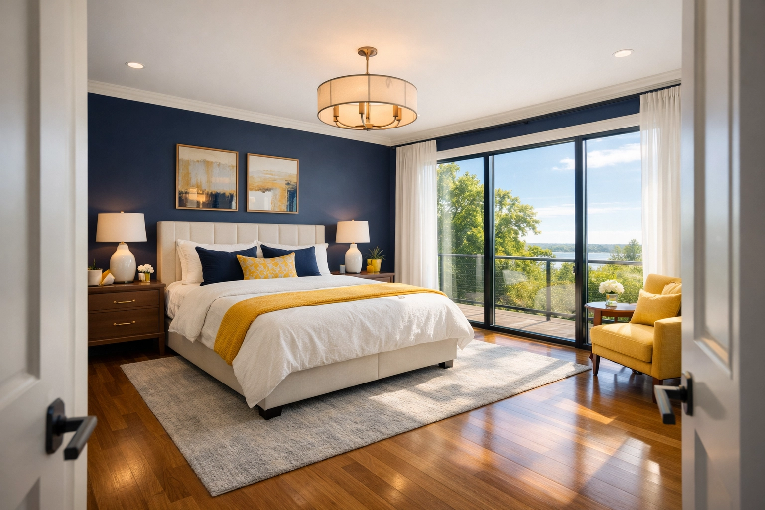 Luxury Massachusetts bedroom cleaned by a reliable move-in cleaning service.