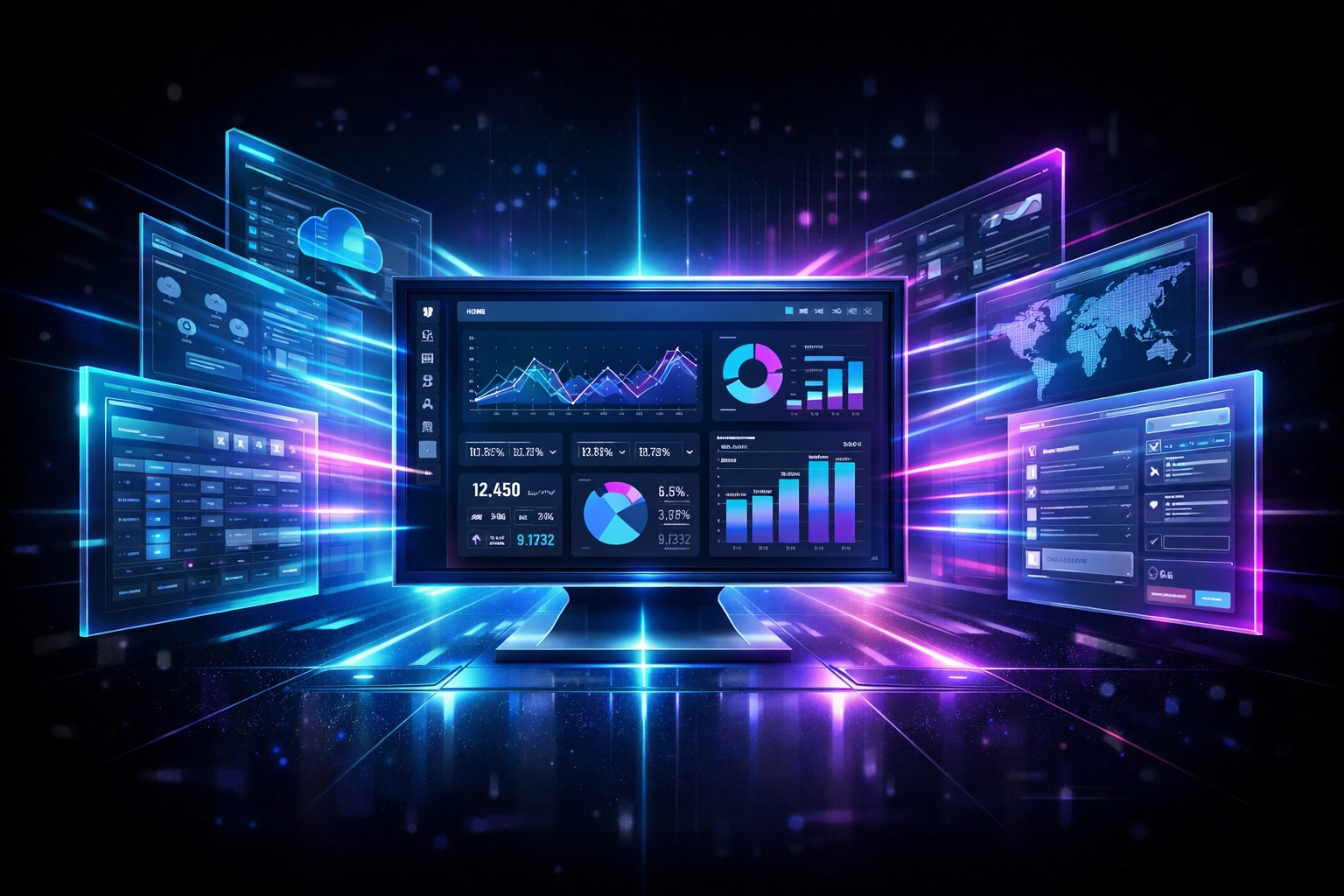 Unified dashboard interface consolidating multiple business systems into single view