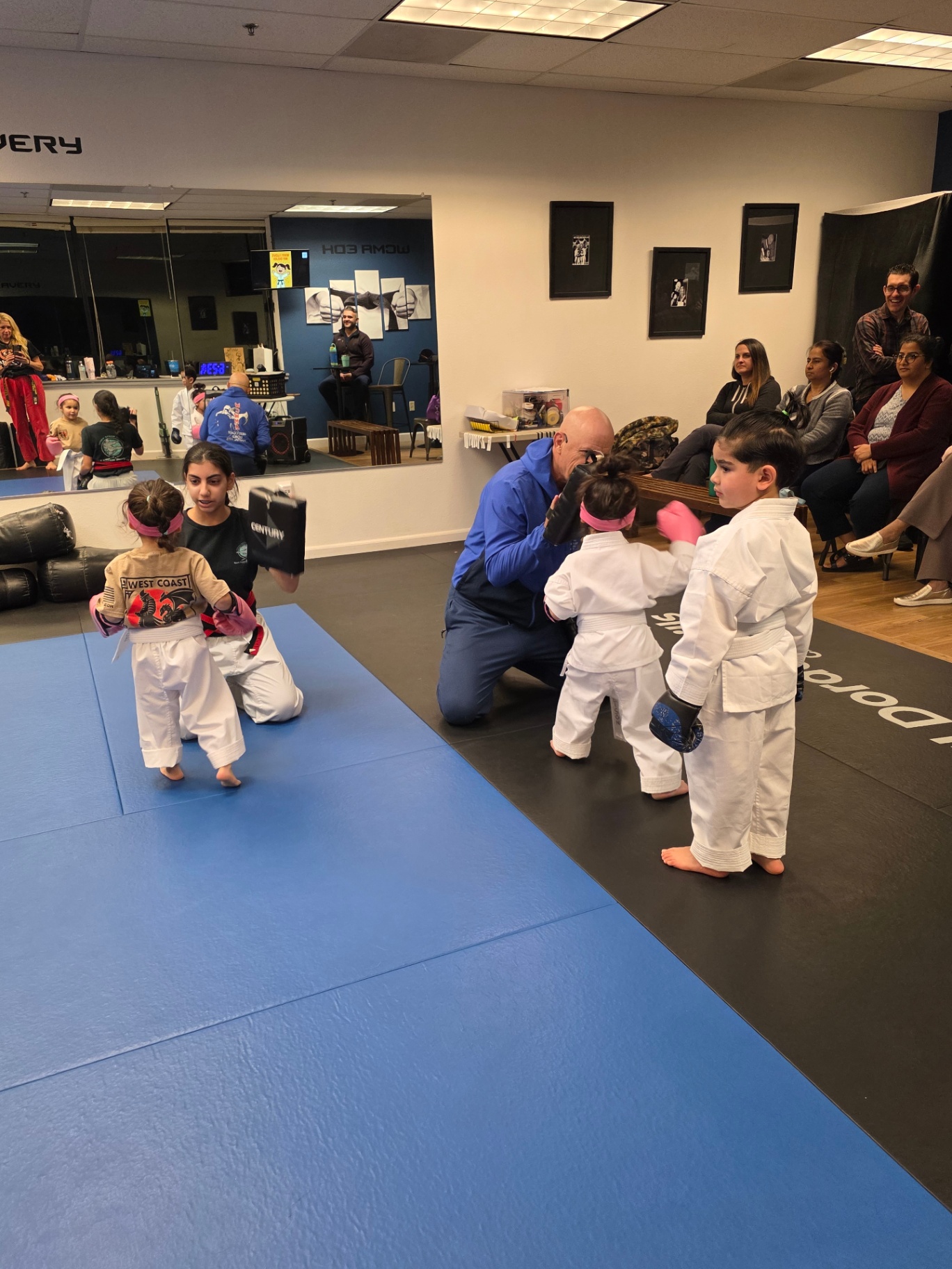 Children's martial arts training session
