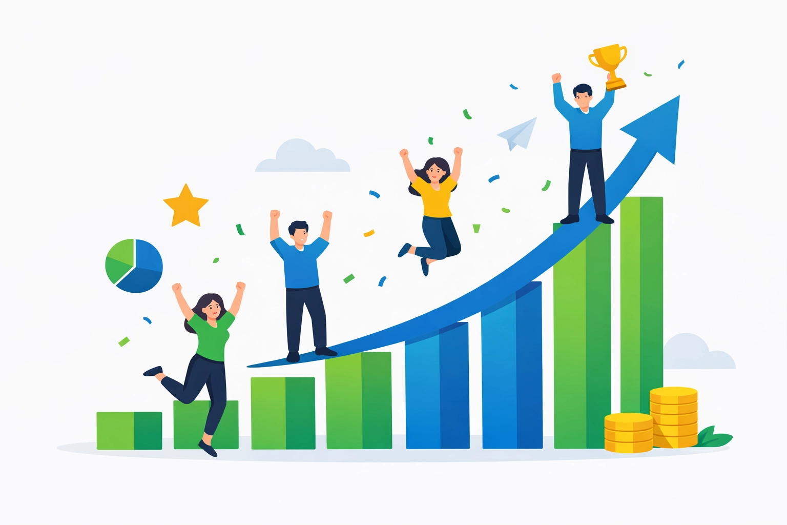 Business growth chart showing appliance repair company scaling from one to five technicians successfully