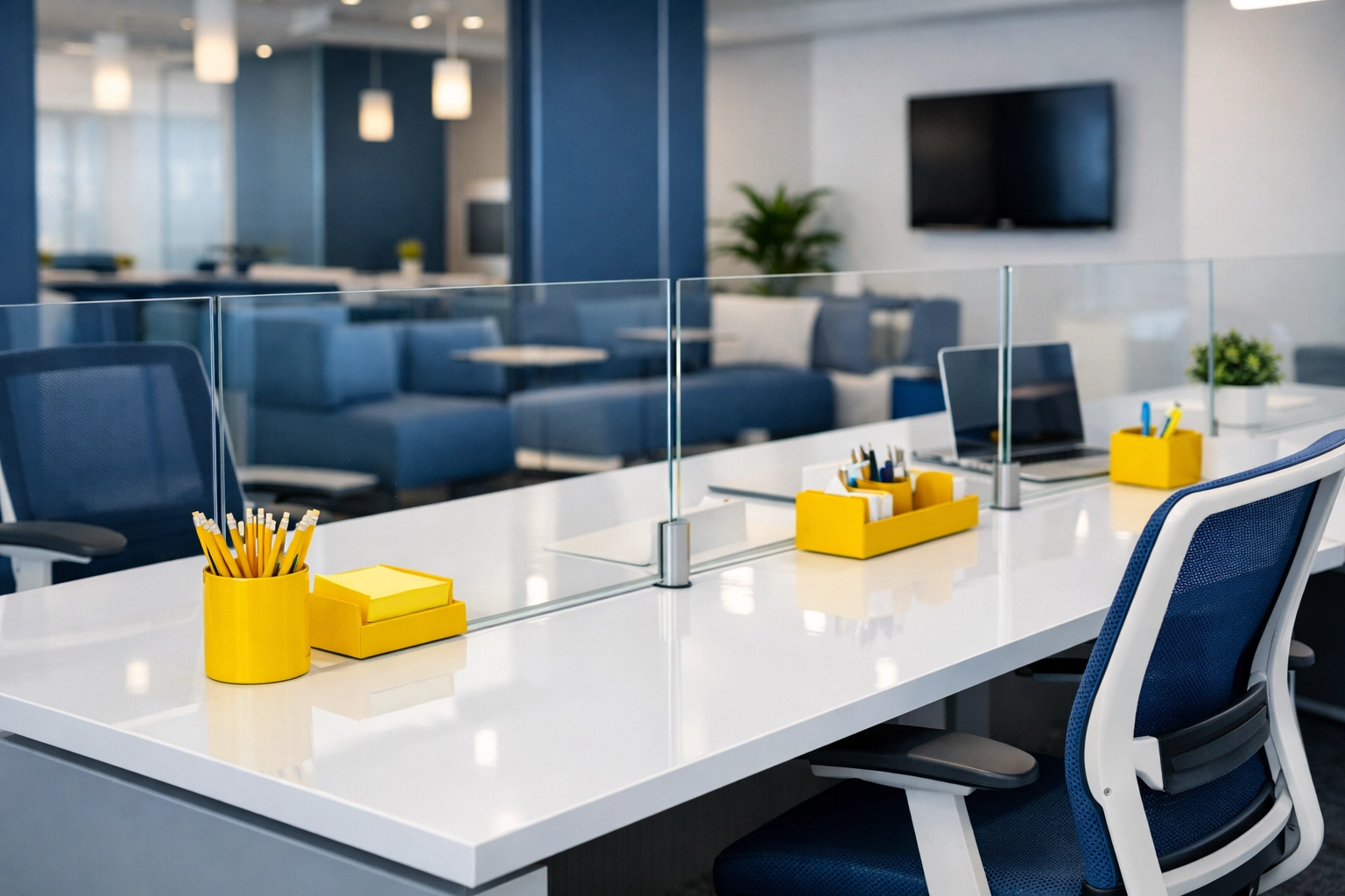 Sparkling clean office desks in Ashby MA highlighting professional commercial cleaning results.