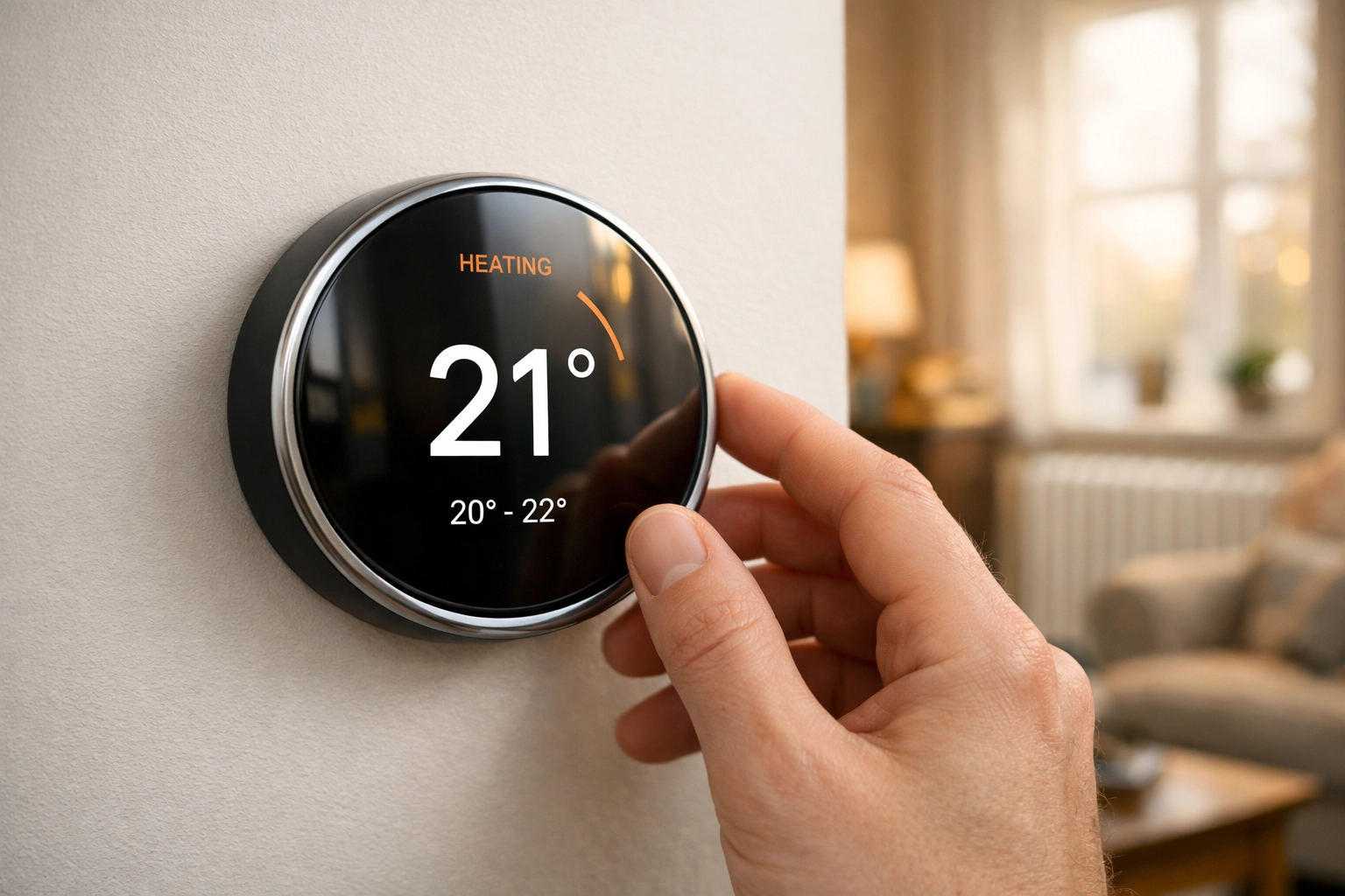 Modern smart thermostat installation by an electrician Bournemouth homeowners trust for energy efficiency.