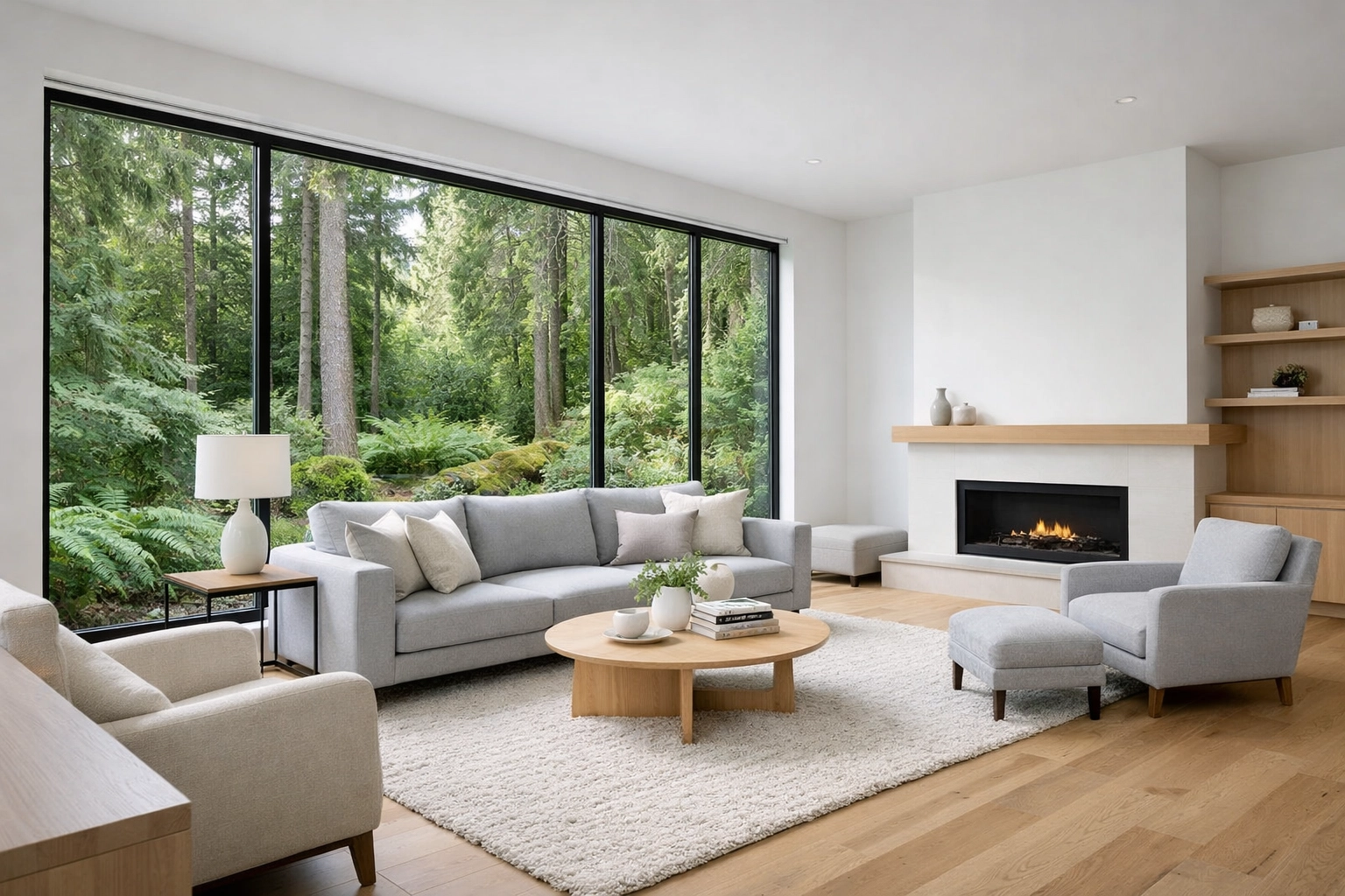 Bright living room in an Edmonds adult family home showing a personalized, home-like senior care environment.