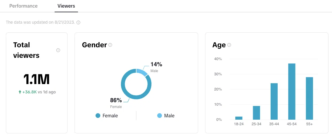 Data-driven Pinterest marketing: 1.1M viewers with clear demographic targeting