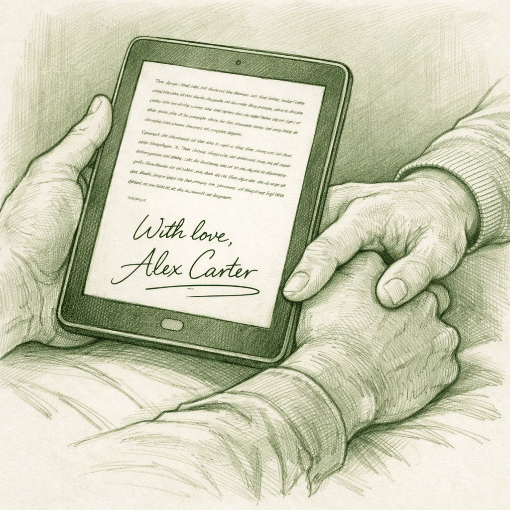 Signed digital MM romance edition on tablet highlighting personalized exclusive content