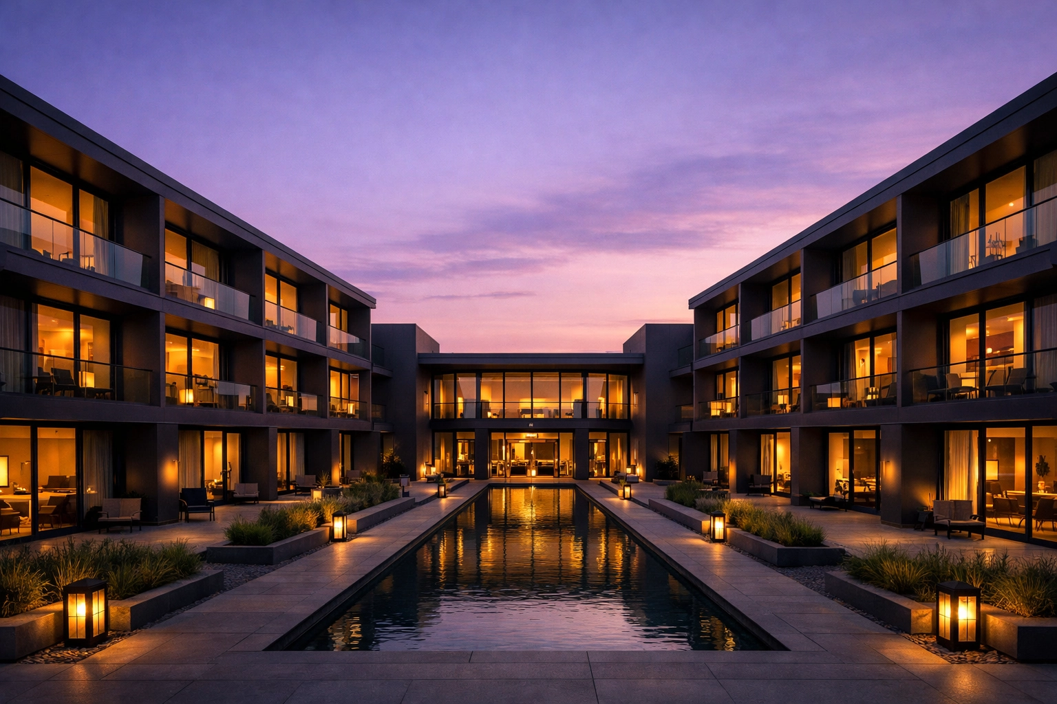 Boutique hotel exterior highlighting the growth and scaling of hospitality businesses with smart tech.