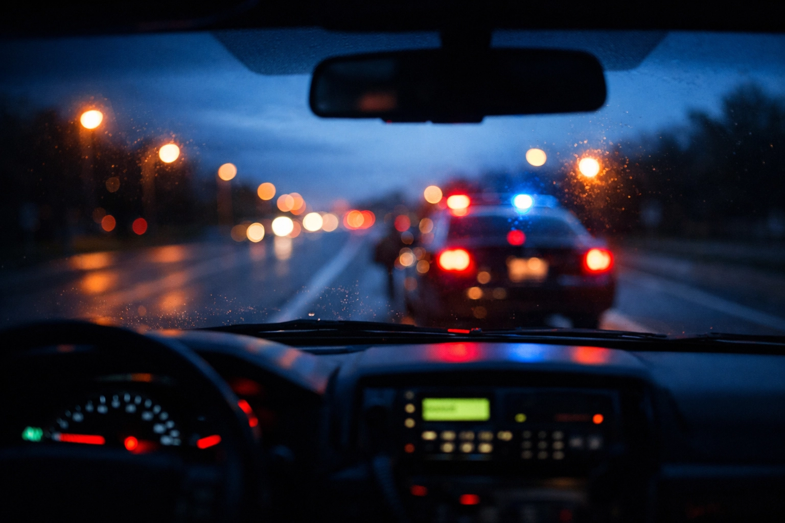 Police dashcam view during DUI traffic stop in Hampton Roads