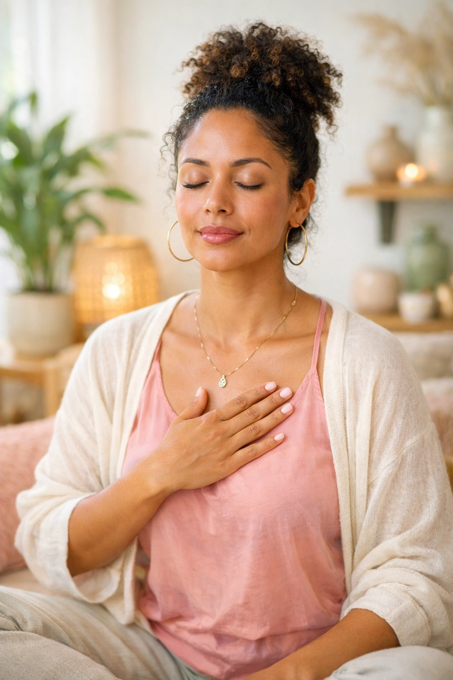 Woman practicing emotional self-awareness and mindfulness for better relationship communication