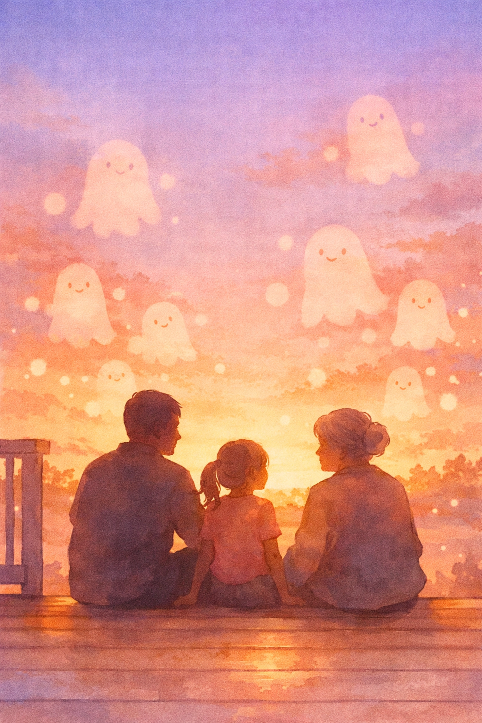 Christian family sitting together at sunset - IF movie family values and hope