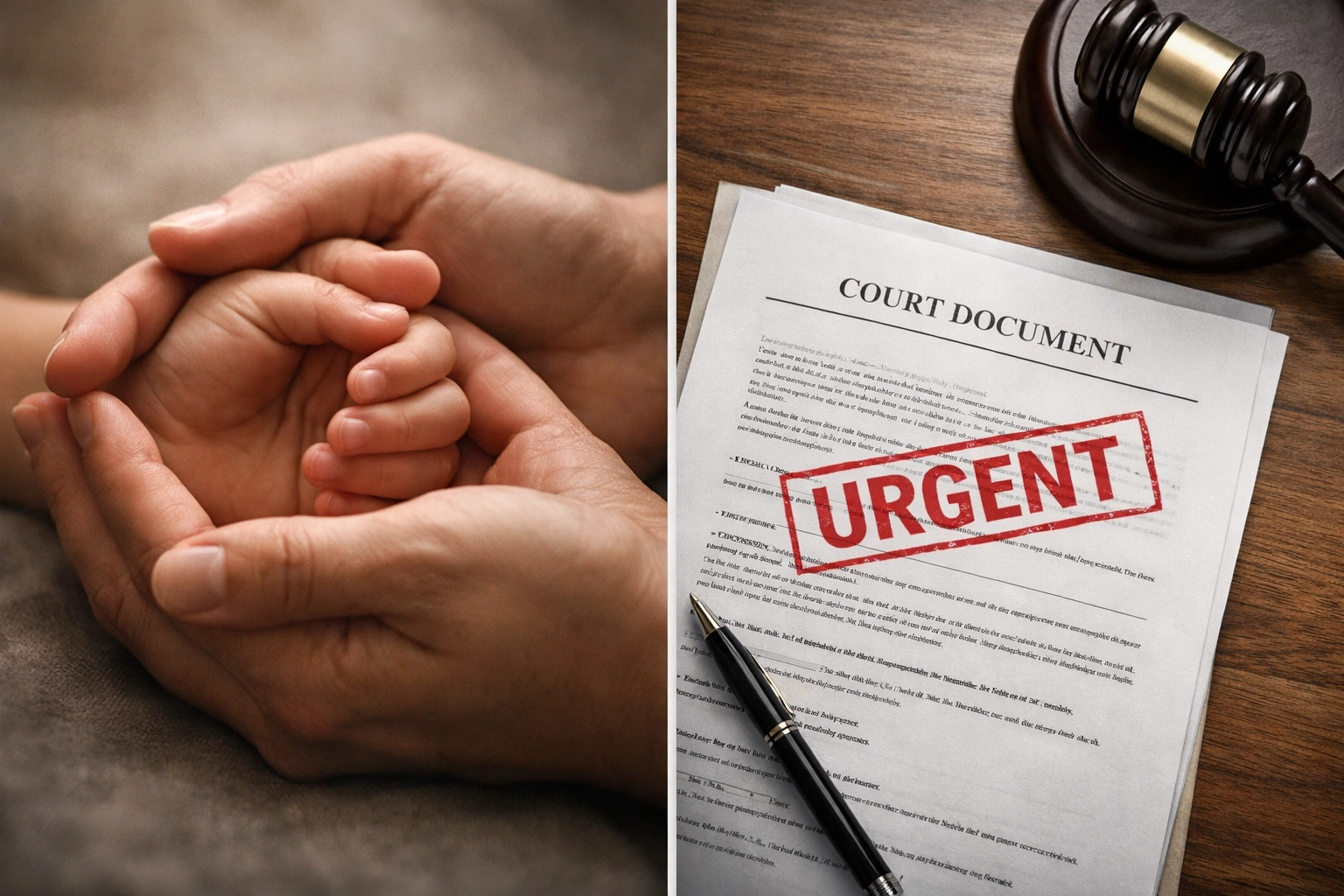 Parent protecting child while urgent court order documents await filing