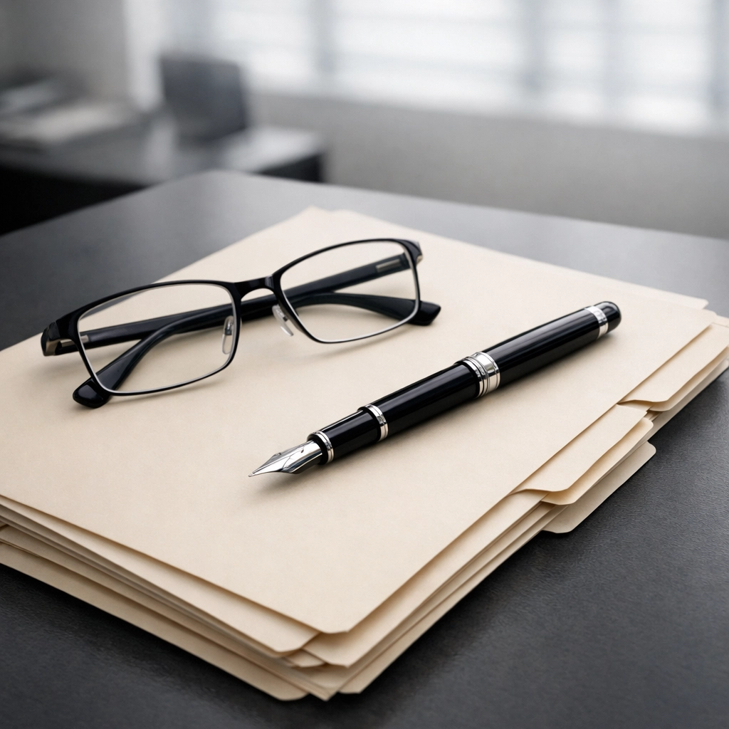 Neatly organized tax files and office supplies symbolizing ERO compliance and IRS professional standards.