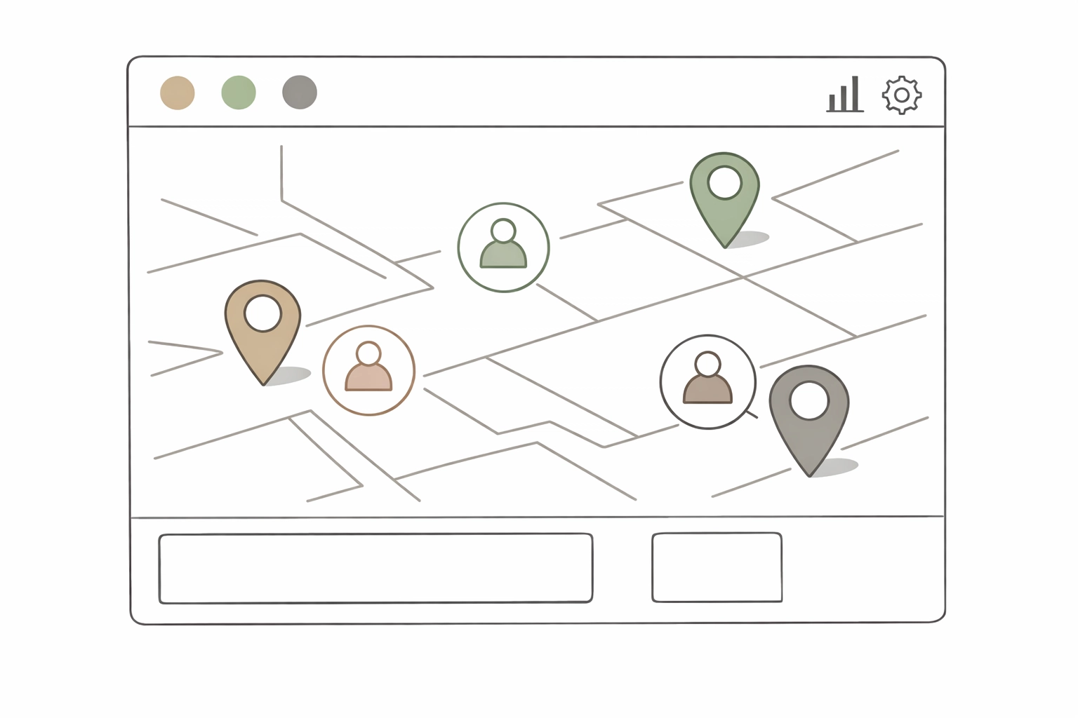 Field service management dashboard tracking electrician locations in real-time