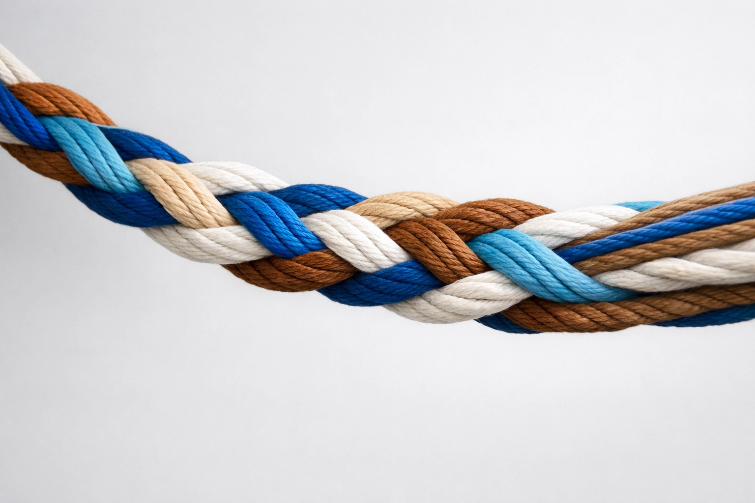 Braided cord representing a united social fabric and the strength of a diverse community.