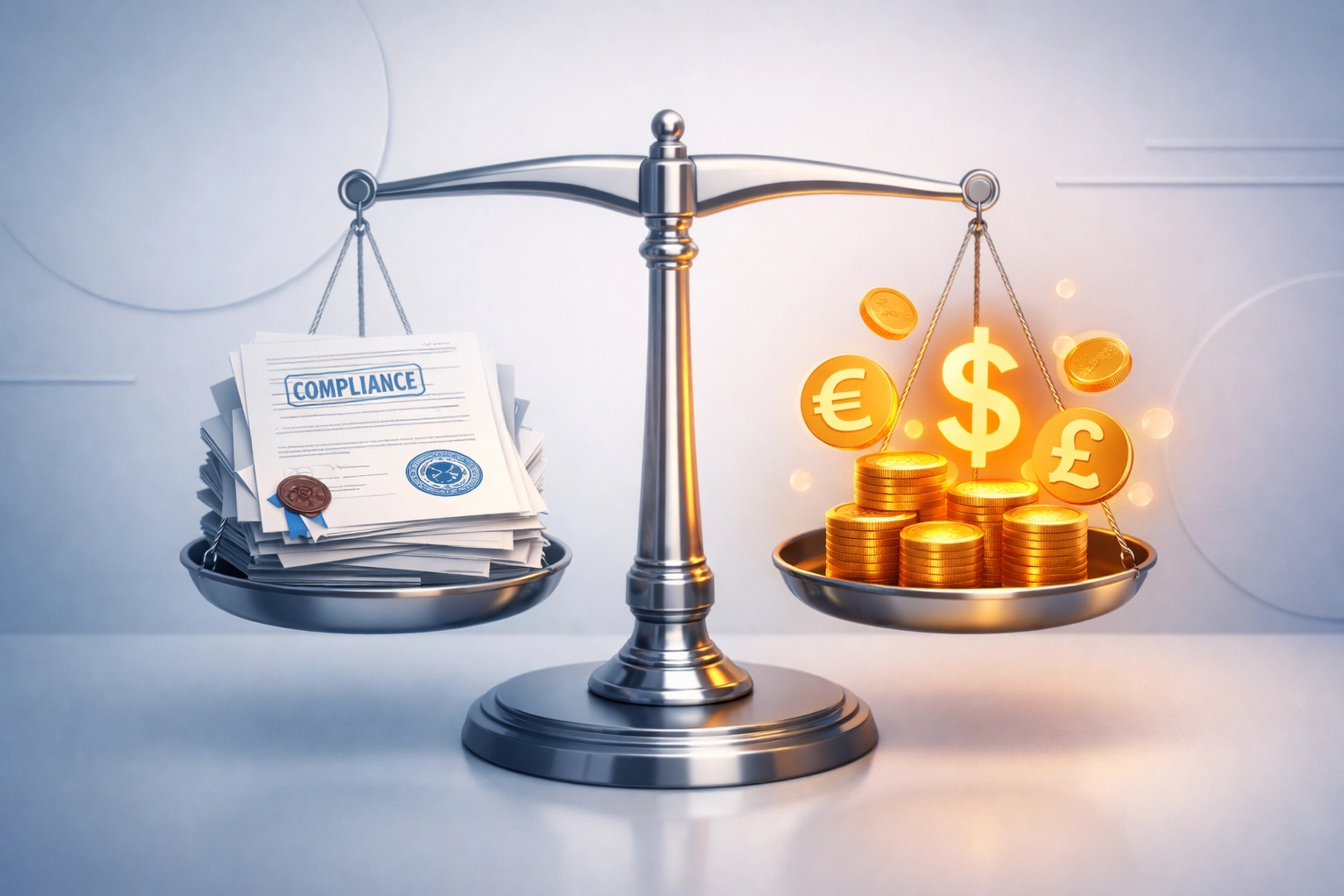 Balanced scale showing ethical rehab marketing compliance documents and revenue considerations