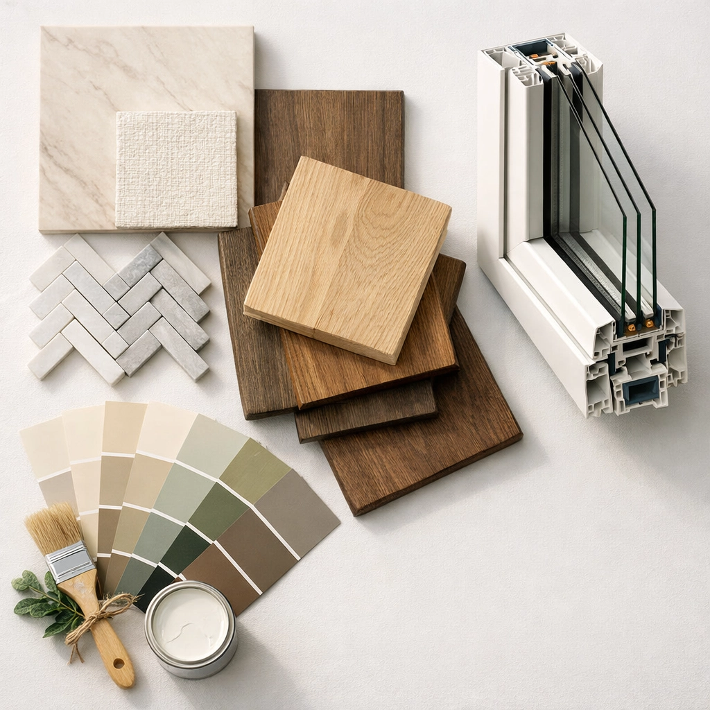 Premium sustainable construction materials and eco-friendly finishes for home remodeling