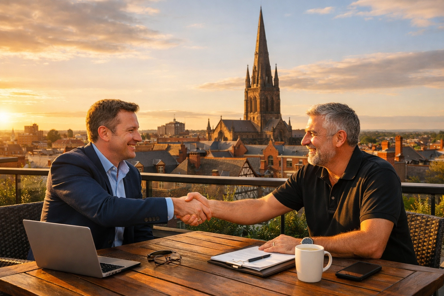 Business handshake in Chester representing expert local SEO services uk and web design.