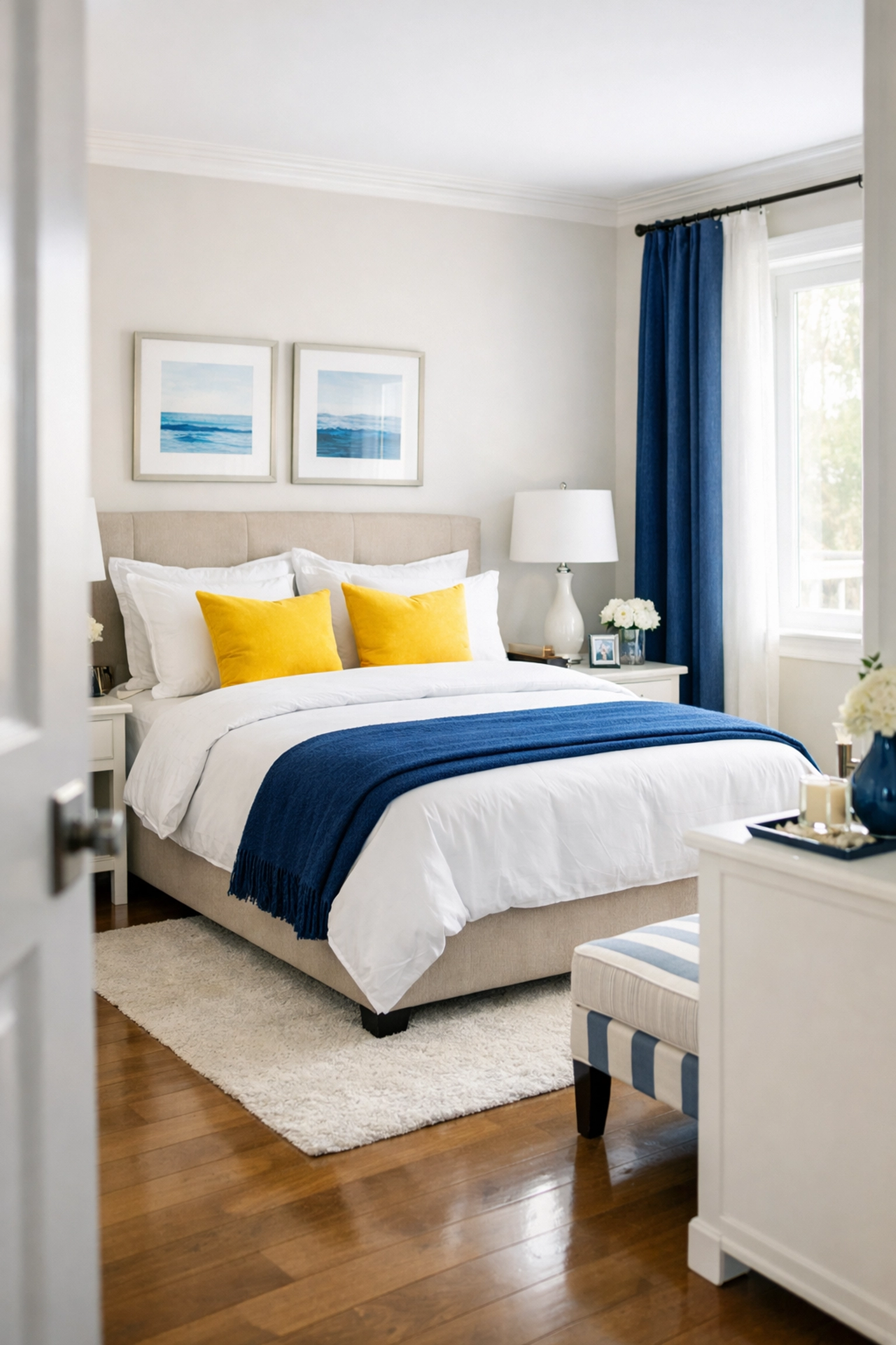 Serene and perfectly organized bedroom after a deep cleaning Franklin visit from The Cleaning Ninjas Inc.