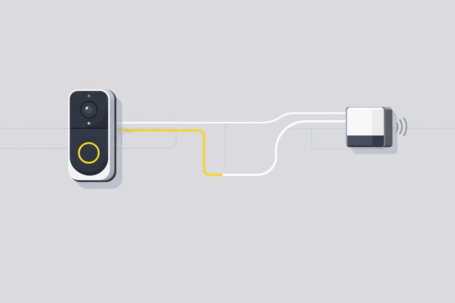 Illustration of a professional smart doorbell installation with hidden hardwired connections.