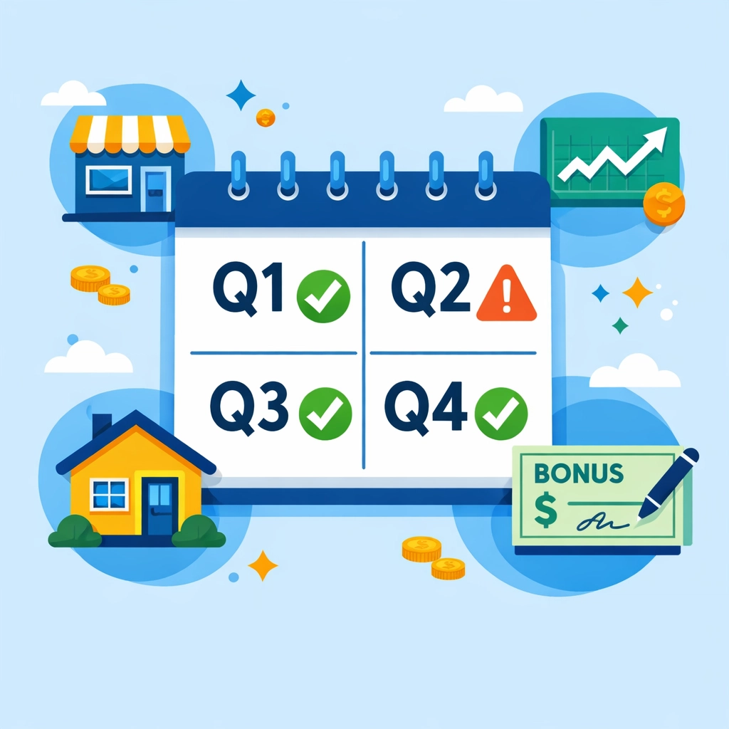 Quarterly estimated tax payment calendar showing multiple income sources