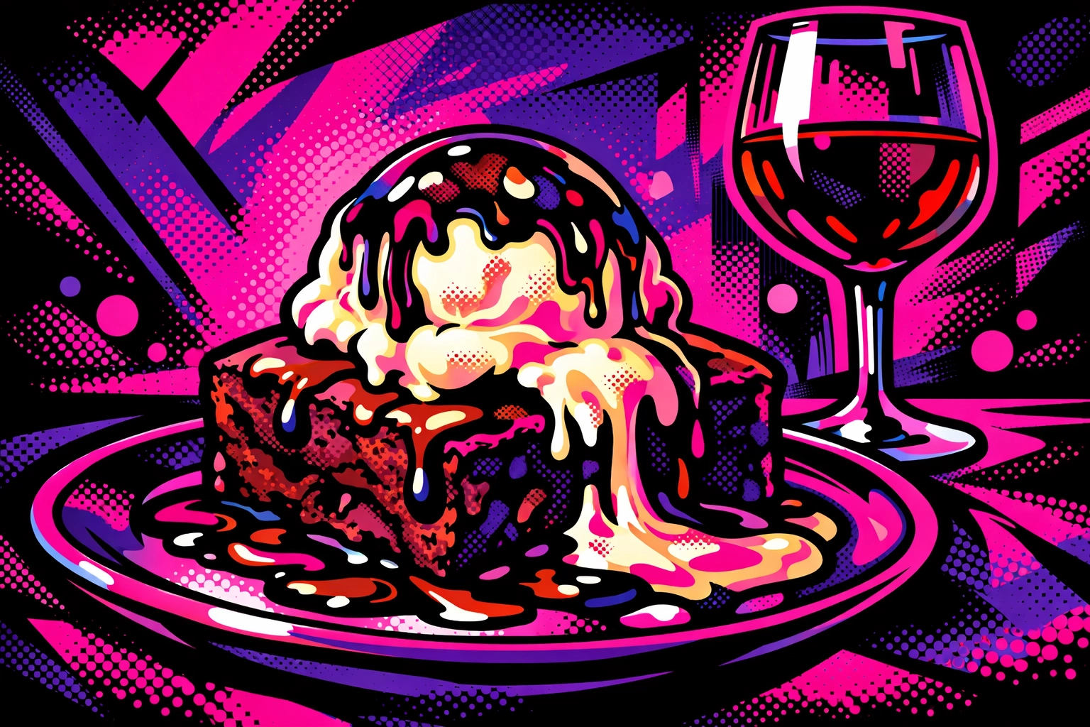 Brownie dessert with ice cream served late night at Rebel Wine Bar